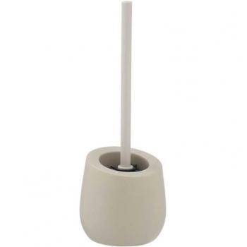 Juego de baño WC Badi - Cerámica Beige con Escobilla de Silicona Anti-adherente Ø 13,5 x 38 cm