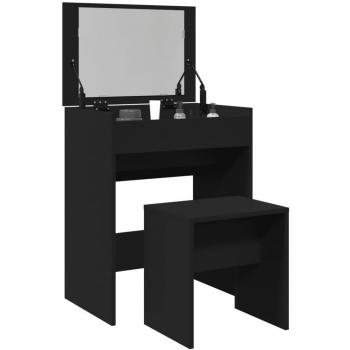 Tocador con taburete negro 60x40x113,5 cm Vidaxl Negro