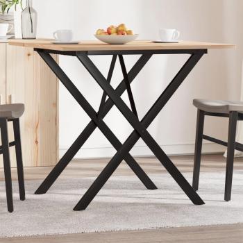 Mesa de comedor X-Frame 90x90x75 cm Pino macizo y hierro fundido Marrón