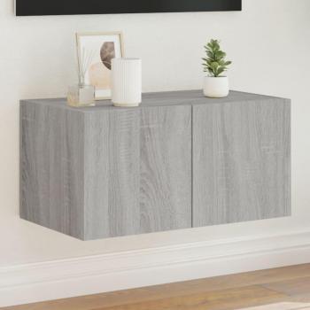 Mueble de TV de pared con luces LED gris Sonoma 60x35x31 cm, Mueble de salón, Mesa de TV, Mueble tele