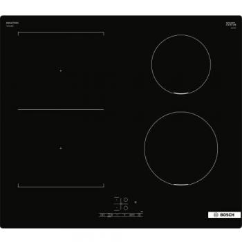 Placa de Inducción BOSCH PVS611BB6E 60 cm con 4 zonas de cocción, tecnología de inducción, control táctil, función PowerBoost, temporizador y diseño en cristal negro