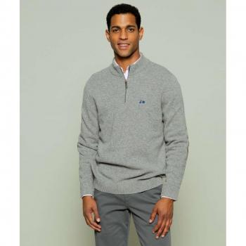 Jersey Scotta cuello Zip gris con coderas para hombre