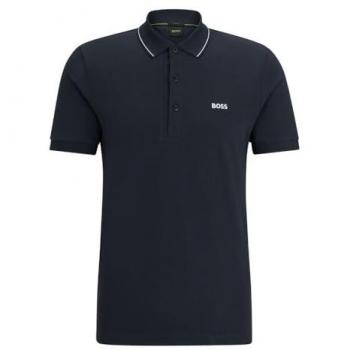 BOSS Green Paule 4 Men's Tipped Collar Polo Shirt - Dark Blue 402 - Size M - Male