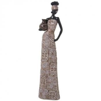 Figura Decorativa Africana Alexandra House Living Marrón Plástico 11 x 14 x 51 cm