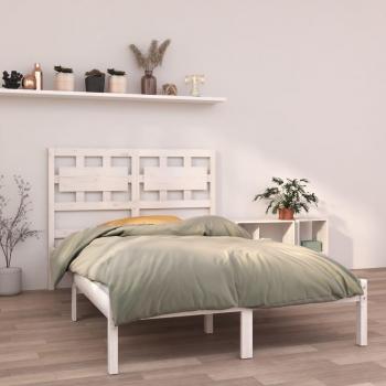 Estructura de cama doble pequeña de madera maciza blanca 120x190cm