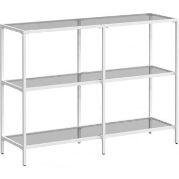 Mesa de Consola Moderna Vasagle, 3 Estantes de Vidrio Templado, Color Blanco o Negro, Dimensiones 100x30x73 cm, Marco de Metal, Ideal para Salón, Dormitorio y Pasillo