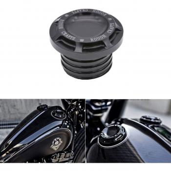 KaTur Motocicleta Negro CNC Tapa de aceite de gas combustible Artesanías en bruto Montaje al ras Billet Tapa del tanque de combustible de aluminio para Sportster XL 1200 883 1996-2014