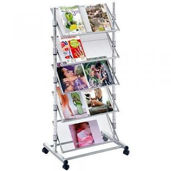 Pureday Soporte de folleto Christina I - Soporte de folleto con Rodillos - Metal - Ancho Aprox. 60 cm - Colores Plateados
