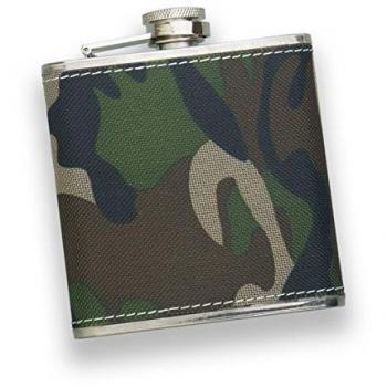 Petaca Licorera Joker forrada en nylon, color camuflaje, material de acero inoxidable, para bebidas alcohólicas, 175 ml, JKR2594