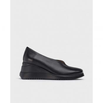 Zapato Calle Mujer Wonders G-6615 - Mocasines de mujer de piel, corte en V, color negro