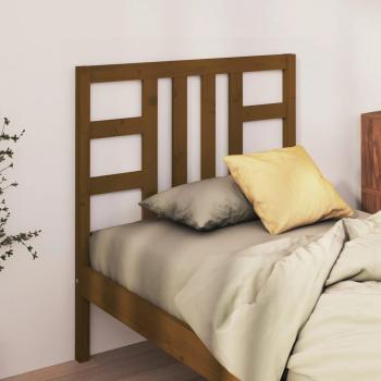 Cabecero para cama de madera maciza de pino en color marrón miel, dimensiones 96x4x100 cm