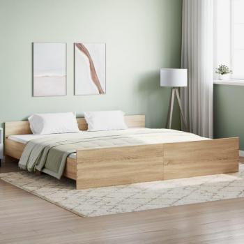 Cabecero de roble Sonoma 180x200 cm con estructura de cama y piecero