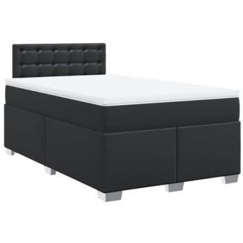 Cama box spring con colchón de muelles en cuero sintético negro 120x190 cm