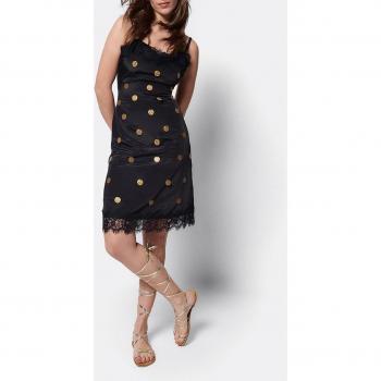 Vestido mini lencero crep negro de estilo elegante y sofisticado