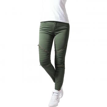 Urban Classic Women's Stretch Biker Trousers - Olive Green