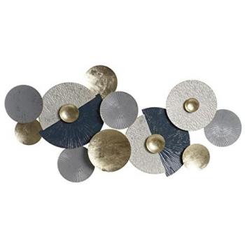 Decoración de Pared DKD Home Decor Círculos Metálicos Azul y Dorado (135,3 x 5 x 68,6 cm)