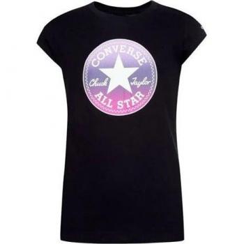 Camiseta de Manga Corta Converse Chuck Patch GFX Negra para Niña