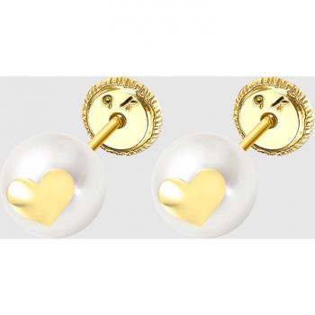 Pendientes de niña HIN00172/6 Basics de oro 9K con motivo corazón.
