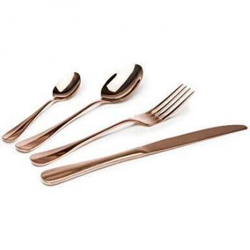 Excelsa Copper - Cubertería de 24 piezas, acero 18/0, efecto cobre