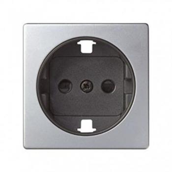 Tapa Base Enchufe Schuko con 2 Cargadores USB 2.1A en Aluminio Frío - Simon 82