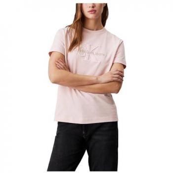 Calvin Klein Jeans Women's Regular Fit Chenille Logo T-Shirt in Pink, Size S