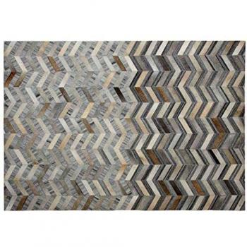 Alfombra de piel de vaca auténtica geométrica gris Aubry Gaspard