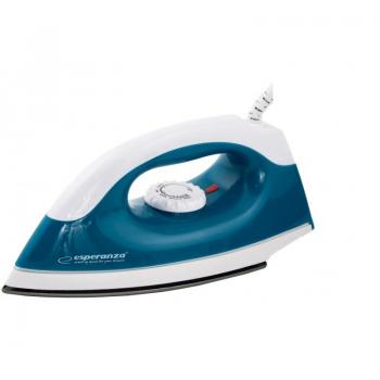 Plancha de Viaje Esperanza EHI001 - Plancha de Vapor Portátil con Suela Antiadherente 1200W Azul y Blanco