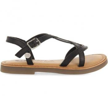 Sandalias de Piel Metalizada Negras para Niña Tilly