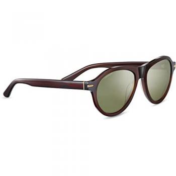 Serengeti Danby Round Sunglasses - Brown Unisex with Green Polarized Lenses (Size 56mm)