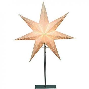 Lámpara de Pie Sensy 78 cm, Estrella 3D en Papel y Metal, Color Crema, E14