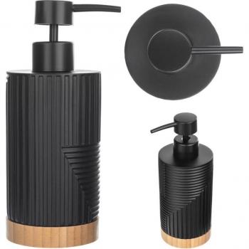 Dispensador de jabón líquido para platos, recargable, moderno, con bomba, negro, ovalado - Kadax