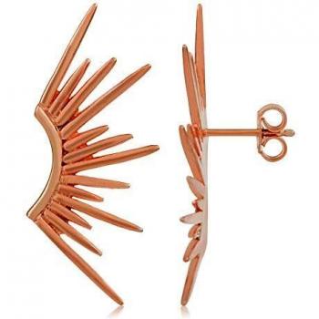Córdoba Jewels | Pendientes en plata de ley 925 bañada en oro rosa con diseño Rayos Rose Gold