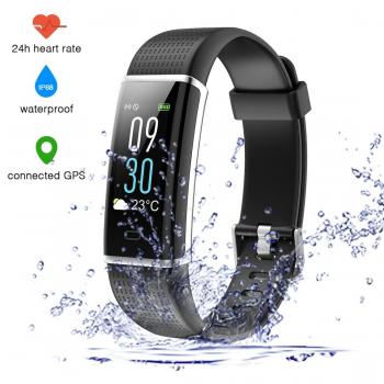 Pulsera Actividad Inteligente Impermeable IP68 Pantalla 0.96’’ a Color 14 Modalidades 12-15 días Monitor de Ritmo Cardíaco con Monitor de Calorías GPS con Captura de Cámara SNS para iOS y Android