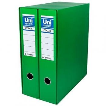 Unisystem 92326. Módulo de 2 Archivadores de Palanca 65mm, Color Verde, Formato A4