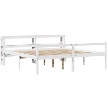 Cama para ancianos con cabecero blanco 180x200cm madera maciza pino