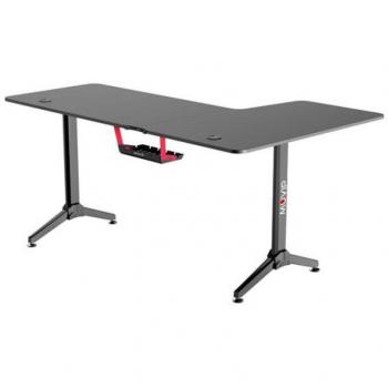 Mesa Gaming Muvip Pro1300 - Fibra de Carbono - Forma en L Izquierda - Estructura Sólida - Amplia Superficie de Juego - Portavasos Integrado - Gancho para Aur