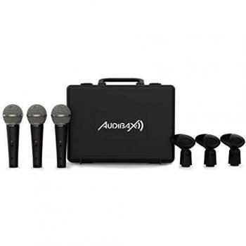Audibax Tokyo XM1800 Pack Maleta con 3 Micrófonos Dinámicos + Maleta + Pinzas