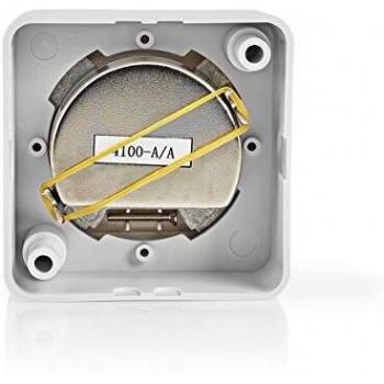NEDIS Antena Fin Wallbox Caja de Conexiones de Pared para Antena | 1x Salida F | 1x Salida IEC Macho | 1x Salida IEC Hembra | 75 dB Blanco/Plata