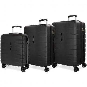 Movom Turbo Juego de maletas Negro 55/69/79 cms Rígida ABS Cierre combinación 242L 4 Ruedas dobles Equipaje de Mano