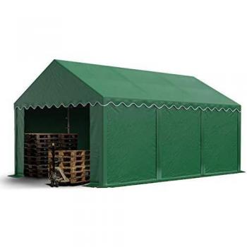 Carpa de Almacenamiento Toolport 4x6 m PVC 750 n Impermeable Verde Oscuro con Base Reforzada
