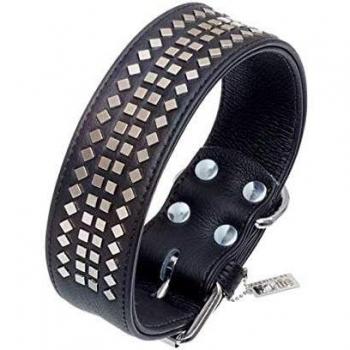 Collar Vintage para Perro con Remaches Cuadrados 50mm - 70cm - Negro