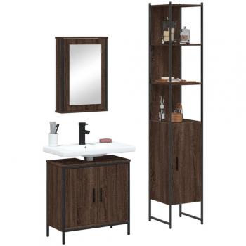 Conjunto de muebles de baño 3 piezas marrón madera roble multicapa vidaXL