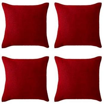 Deconovo Funda de cojin para Salón 4 Piezas 45x45cm Rojo Oscuro