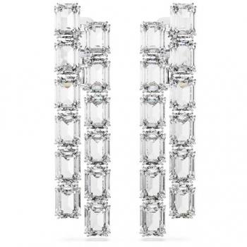 Pendientes de clip Swarovski Millenia bañados en rodio con cristales transparentes y corte octagonal
