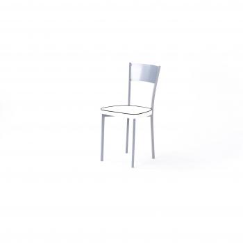 Portus Limón - Silla de cocina, asiento de polipiel de color blanco, ribete negro