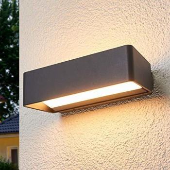 Aplique de exterior LED Midvig, gris oscuro, angular, IP65, moderno, hecho de aluminio (1 llama)