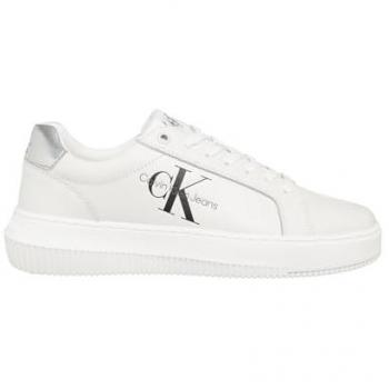 Calvin Klein Women's Chunky Cupsole Lace-Up Sneakers in Bright White and Silver