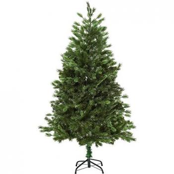 HOMCOM Árbol de Navidad Artificial Verde Ø105x210 cm con 934 Ramas de PE Tridente y PVC Individual, Base Plegable, Decorativo para Exteriores e Interiores