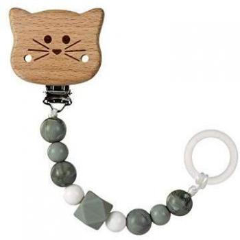 Soporte para Chupete de Madera/Silicona Gato Little Chums