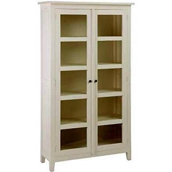 Vitrina de Madera y Cristal Beige con 2 Puertas enmarcadas de 110x40x200 cm - LOLAhome